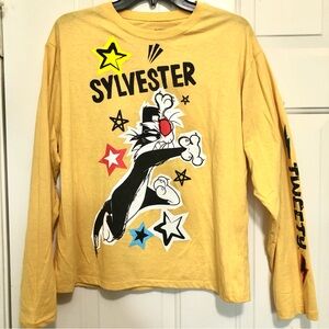 4 Sylvester Tweety Yellow Long Sleeve Looney Tunes Long sleeves Tee Shirt
